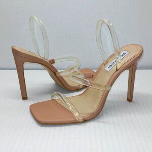 NEW STEVE MADDEN Women's Gracey Strappy Stiletto Sandals In Clear / Tan Size 8